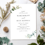 Elegant and Simple Greenery Wedding Invitation<br><div class="desc">Delight your guests with this elegant Wedding invitation featuring exquisite watercolor Eucalyptus greenery branches surrounding your wedding details. Stylish, minimal, and graceful design. Ability to change "together with their parents" to "together with their families", "together with great joy", "together with great pleasure" or any other introduction you like. Modern handwritten...</div>