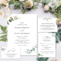 Elegant and Simple Greenery Wedding Invitation