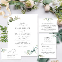 Elegant and Simple Greenery Wedding Invitation