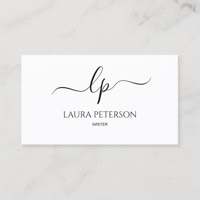 Elegant and simple handwritten script calligraphy business card (Front)