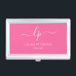 Elegant and simple handwritten script calligraphy business card holder<br><div class="desc">Beautiful and modern design. Simply add your initials between the symbols and customize the text.</div>
