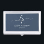 Elegant and simple handwritten script calligraphy business card holder<br><div class="desc">Beautiful and modern design. Simply add your initials between the symbols and customize the text.</div>