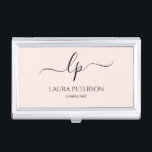 Elegant and simple handwritten script calligraphy business card holder<br><div class="desc">Beautiful and modern design. Simply add your initials between the symbols and customize the text.</div>