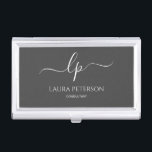 Elegant and simple handwritten script calligraphy business card holder<br><div class="desc">Beautiful and modern design. Simply add your initials between the symbols and customize the text.</div>