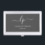 Elegant and simple handwritten script calligraphy business card holder<br><div class="desc">Beautiful and modern design. Simply add your initials between the symbols and customize the text.</div>