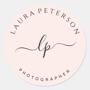 Elegant and simple handwritten script calligraphy classic round sticker