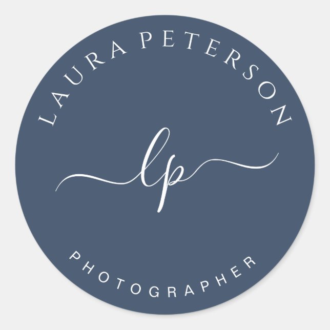 Elegant and simple handwritten script calligraphy classic round sticker (Front)