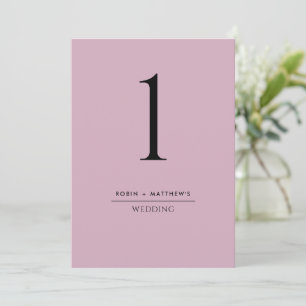 Elegant and Simple Mauve Table Number