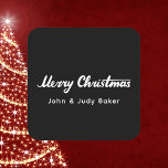 Elegant and Simple Merry Christmas Square Sticker<br><div class="desc">Simple Modern Black and White "Merry Christmas" Square Sticker</div>