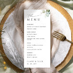 Elegant  and Simple Modern Greenery Wedding  Menu<br><div class="desc">Welcome your guest to their table with this elegant wedding/reception menu. Design with stylish modern typography and delicate watercolor Eucalyptus greenery branches with leaves. Simple, clean, fine, and aesthetic menu design. Part of our "Minimal and Graceful Eucalyptus Wedding" Collection, with various coordinating products including seating plan charts, table numbers, and...</div>