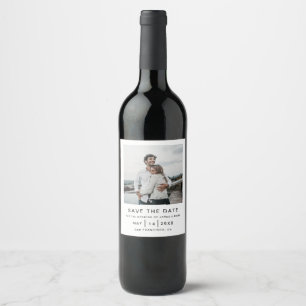 Elegant and Simple Modern Weeding Save The Date Wine Label
