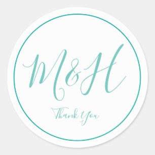 Elegant and Simple Monogram Thank You Stickers