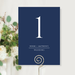 Elegant and Simple Navy Blue Table Number