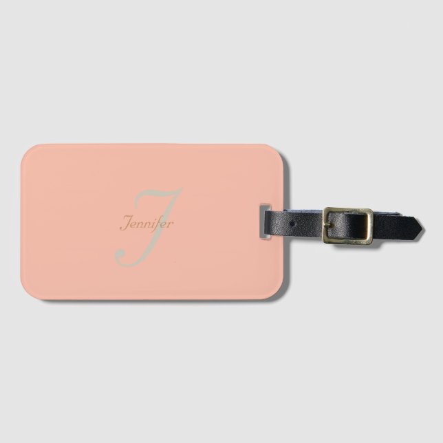 Elegant and simple pastel monogram luggage tag (Front Horizontal)