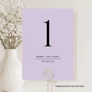 Elegant and Simple Purple Table Number