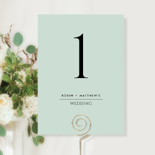 Elegant and Simple Sage Green Table Number