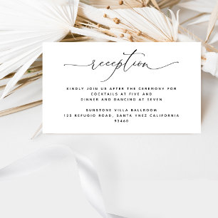 Elegant and Simple, Script Wedding Reception Enclosure Card