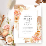 Elegant and Simple Terracotta, Peach Blush Wedding Invitation<br><div class="desc">Delight your guest with this beautiful wedding invitation. Clean and simple design full of elegance and grace with delicate terracotta watercolor stains in the background and elegant frame with floral details in peach, orange, blush, dusty coral, cream and champagne hues showcasing your wedding details. Wording in a stylish yet minimal...</div>