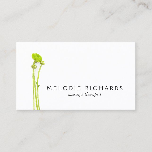 Elegant and Simple Watercolor Floral Therapist Business Card (Front)