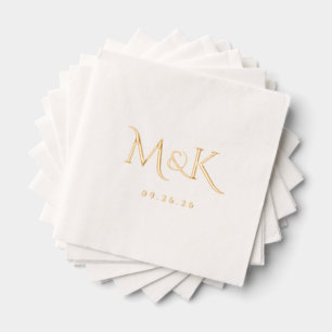 Elegant and Simple Wedding Monogram Foil Napkins