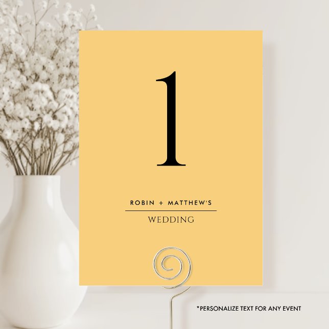 Elegant and Simple Yellow Table Number (Creator Uploaded)