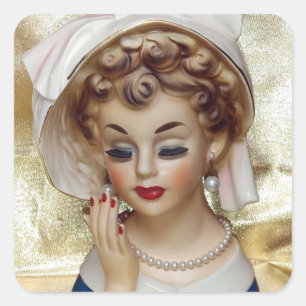 Elegant and Sophisticated Lady Head Vase Pam Fancy Square Sticker