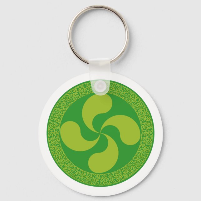Elegant and stylish Basque cross: Lauburu, Key Ring (Front)