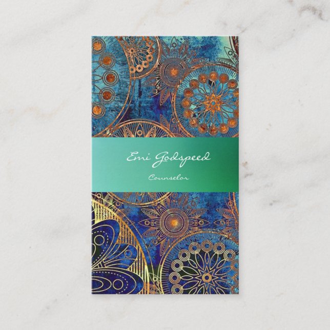 Elegant and stylish blue business card for adult g (Front)