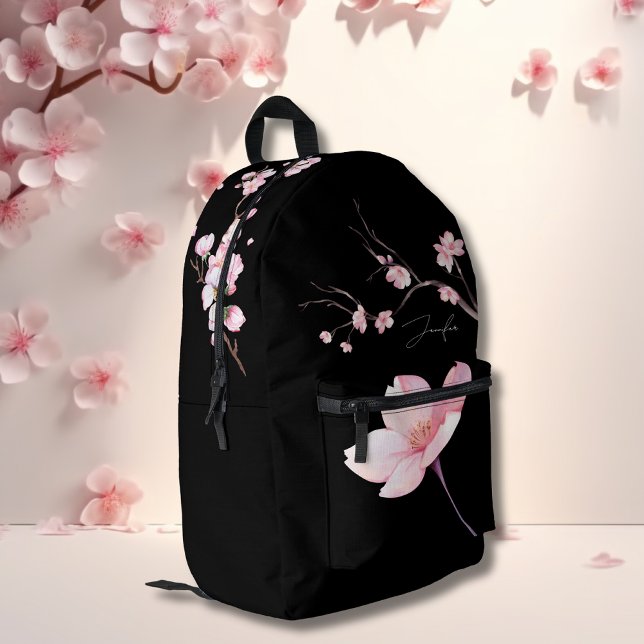 Elegant And Stylish Cherry Blossom Watercolor Printed Backpack (Creator Uploaded)