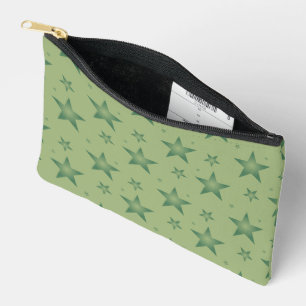 Elegant and Stylish Olive Stars on Sage Green Accessory Pouch