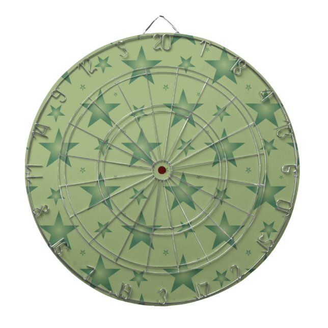 Elegant and Stylish Olive Stars on Sage Green Dartboard (Front)