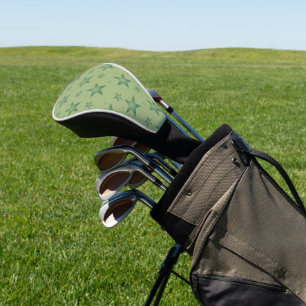 Elegant and Stylish Olive Stars on Sage Green Golf Head Cover