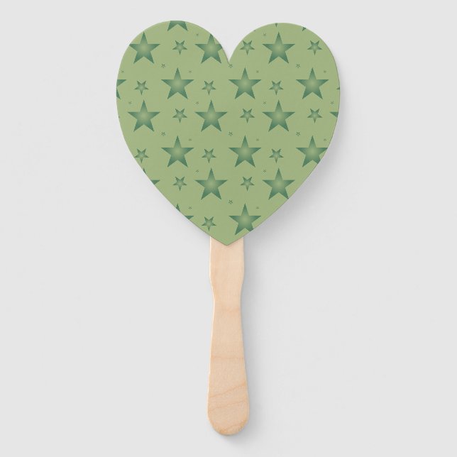 Elegant and Stylish Olive Stars on Sage Green Hand Fan (Front)