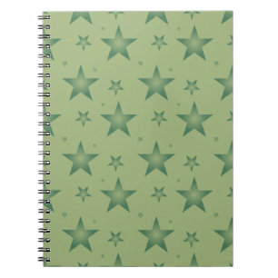 Elegant and Stylish Olive Stars on Sage Green Notebook