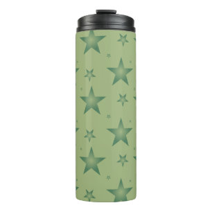 Elegant and Stylish Olive Stars on Sage Green Thermal Tumbler
