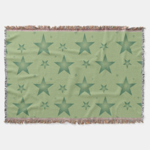 Elegant and Stylish Olive Stars on Sage Green Throw Blanket
