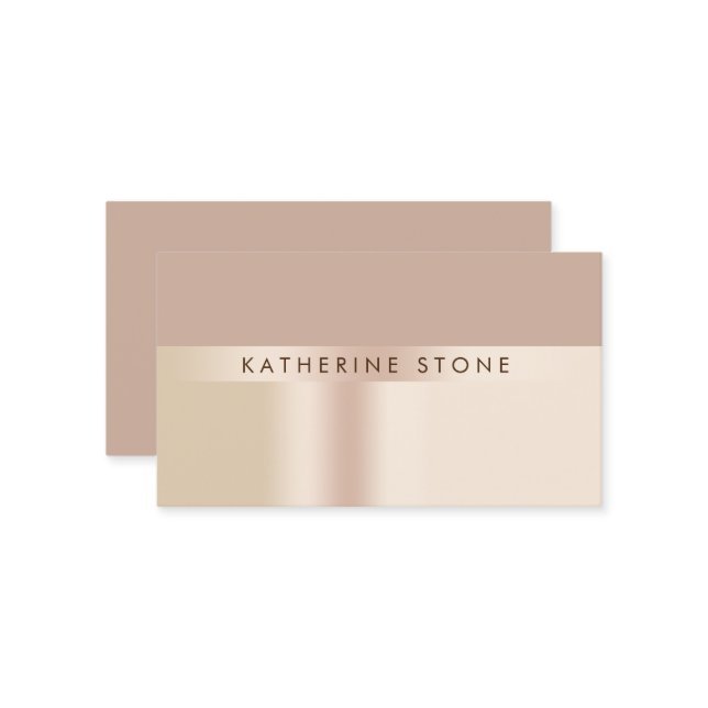 Elegant and stylish rose gold brown business card (Front/Back In Situ)
