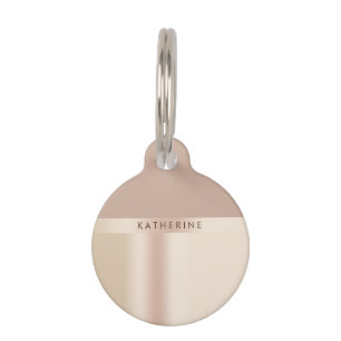 Elegant and stylish rose gold brown pet tag