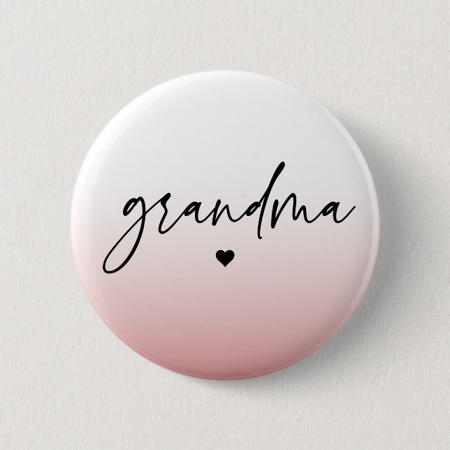 Elegant and Subtle Pink Grandma Script Gift 6 Cm Round Badge (Front)