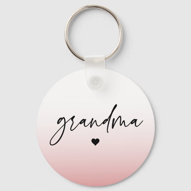 Elegant and Subtle Pink Grandma Script Gift Key Ring (Front)