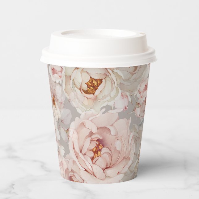 Elegant and Timeless Floral Paper Cups (Front)
