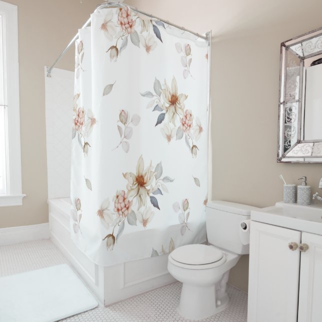 Elegant and Timeless Floral  Shower Curtain (In Situ)