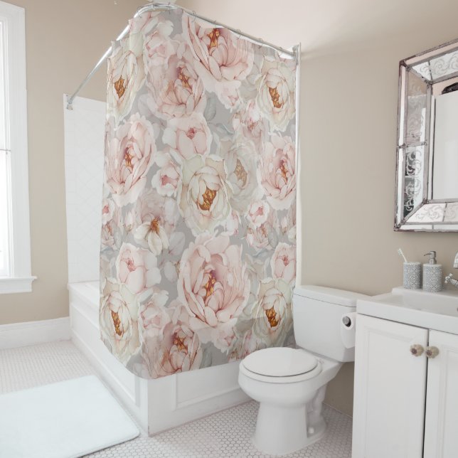 Elegant and Timeless Floral  Shower Curtain (In Situ)