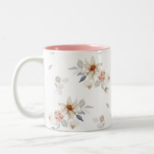 Elegant and Timeless Floral Two-Tone Coffee Mug