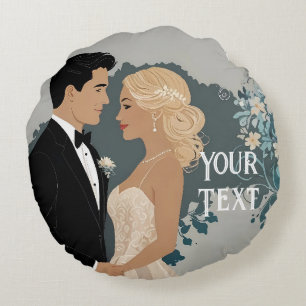 Elegant and Timeless Wedding Invitation Design Round Cushion