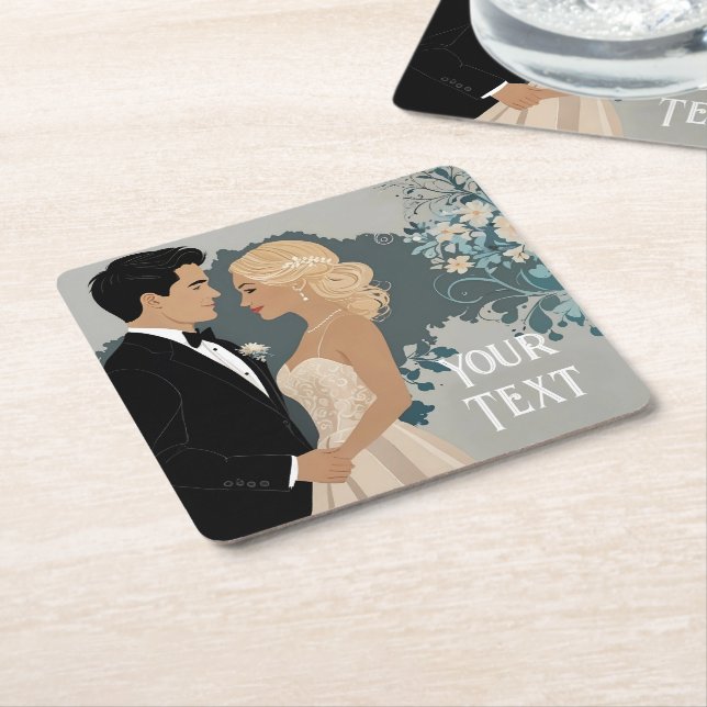 Elegant and Timeless Wedding Invitation Design Square Paper Coaster (Angled)