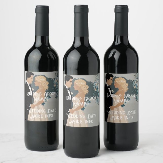 Elegant and Timeless Wedding Invitation Design Wine Label (Bottles)
