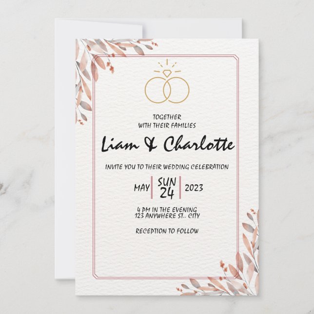 Elegant and Timeless Wedding Invitation Template  (Front)
