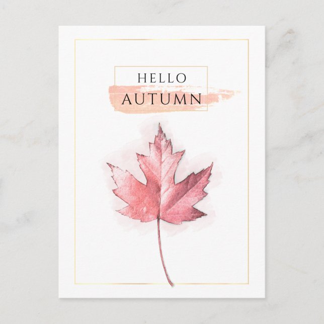 Elegant and Trendy Autumn Leaf Drawing Postcard (Front)