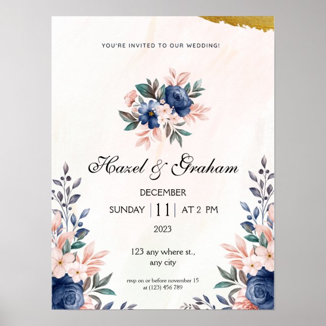Elegant and Trendy Classic Wedding Poster (Front)